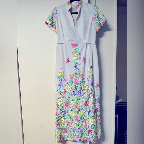 Vintage handmade 1960s 1970s floral embroidered maxi dress - Picture 8 of 8